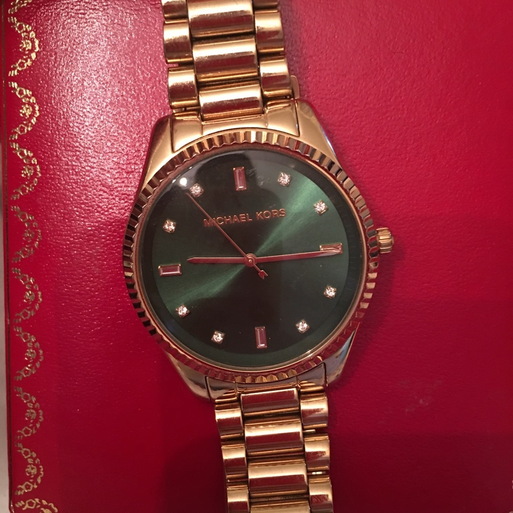 Michael Kors Gold Watch with Green watch face